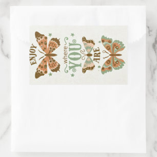 cottage-core butterflies enjoy where you are rectangular sticker
