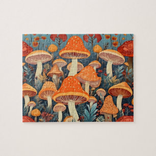 Cottage Core Colorful Mushrooms Jigsaw Puzzle