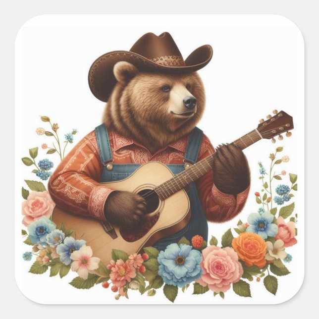Cottage Core Country Bear Sticker  (Front)