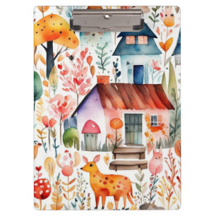 Cottage core floral countryside animals houses  clipboard