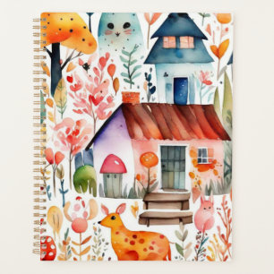 Cottage core floral countryside animals houses  planner