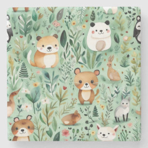 Cottage core floral countryside green decor stone coaster