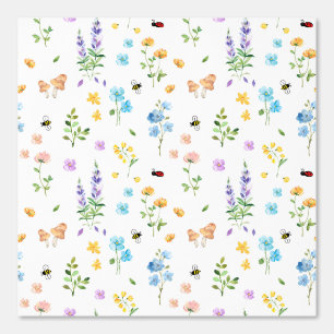 Cottage Core Floral Mushrooms Bee Ladybug Wallpaper