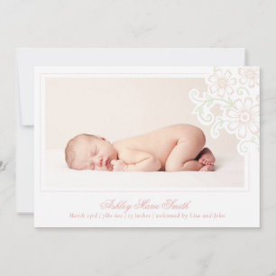 Cottage Core Floral Pink Vine Baby Girl Birth Announcement