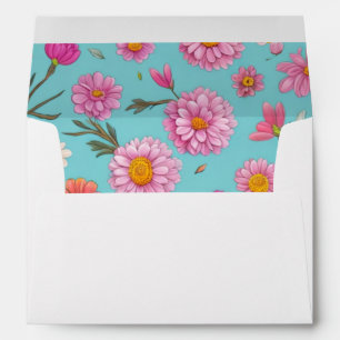 Cottage core floral white daisies pink flowers envelope