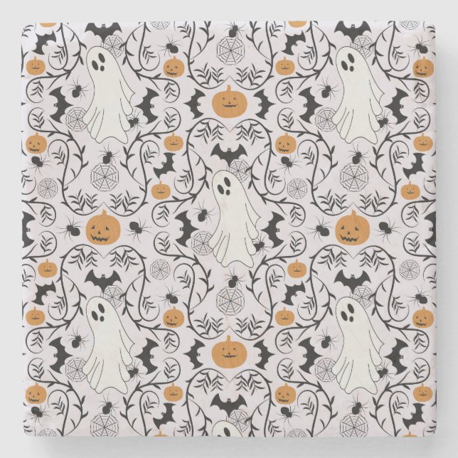 Cottage core Halloween Stone Coaster (Front)
