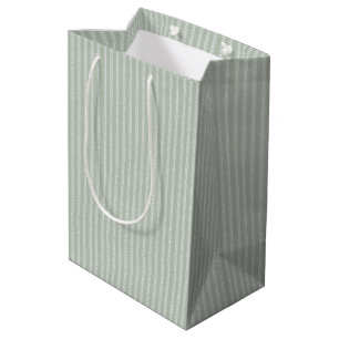 cottage core herringbone dusty sage green simple medium gift bag