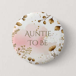 Cottage Core Mushrooms and Flowers   Auntie To Be 6 Cm Round Badge