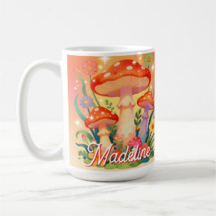 Cottage Core Mushrooms and Flowers Personalized Coffee Mug
