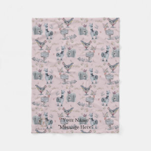 Cottage Core Whimsical Animal Fleece Blanket