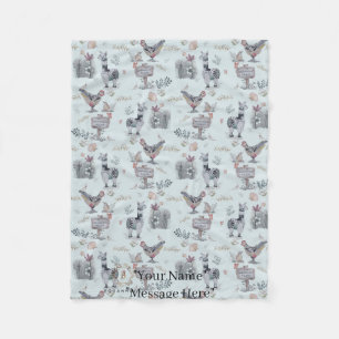 Cottage Core Whimsical Animal Fleece Blanket