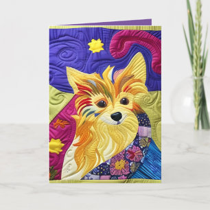 Cottage Country Quilt - Pom Puppy Thank You Card