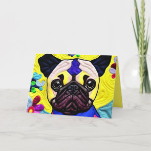Cottage Country Quilt - Pug Puppy Thank You Card