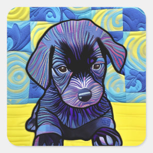Cottage Country Quilts - Black Lab Puppy Square Sticker