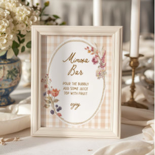 Cottage Fall in Love Gingham Mimosa Bar Poster