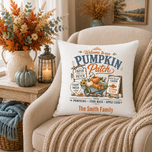 Cottage Farmhouse Personalised Pumpkin Patch Cushion