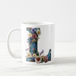 Cottage Floral Letter L Coffee Mug