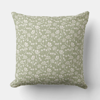 Cottage Flowers Sage Green Cushion