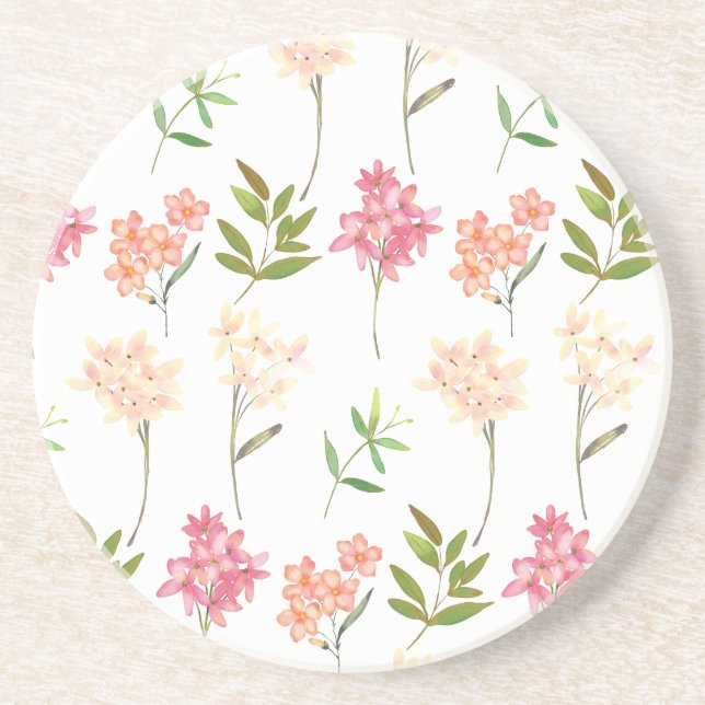 Cottage flowers traditional cosy pattern coaster (Front)