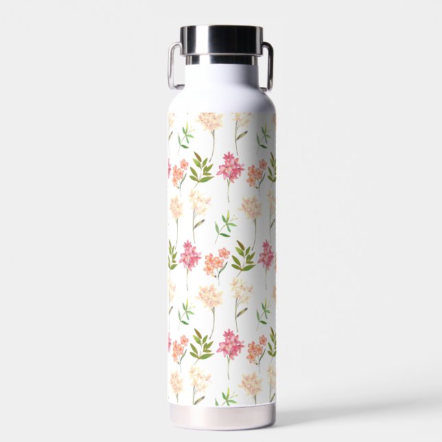 Cottage flowers traditional cosy pattern water bottle (Front)