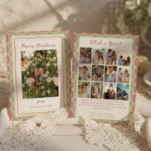 Cottage Folk Frame What a Year Photo Holiday Card