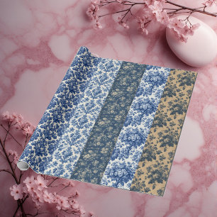 Cottage French Toile Heirloom Botanicals Collage Wrapping Paper