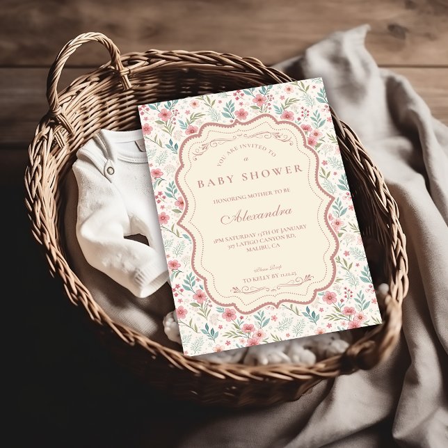 Cottage Garden Antique Baby Shower Invitation (Creator Uploaded)