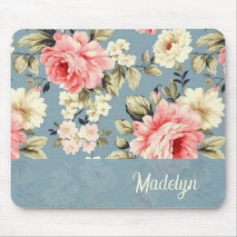 Cottage Garden Flowers Chic Shabby Script Mouse Pad