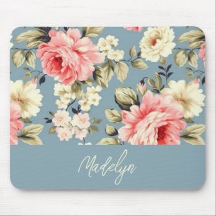 Cottage Garden Flowers Pattern Personalised Mouse Pad