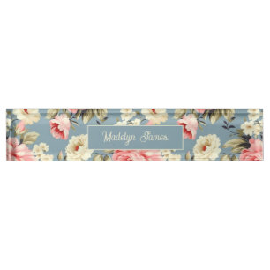 Cottage Garden Flowers Pattern Personalized Nameplate