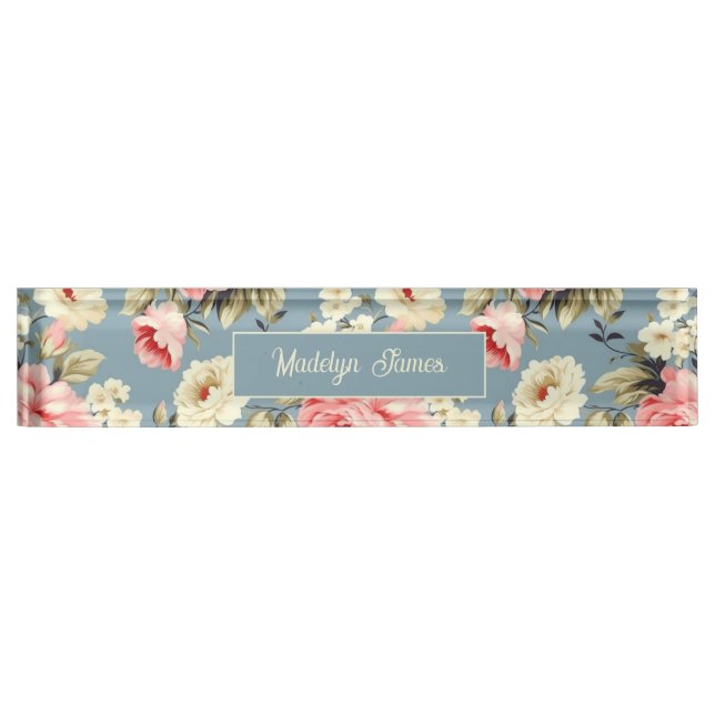 Cottage Garden Flowers Pattern Personalized Nameplate (Front)