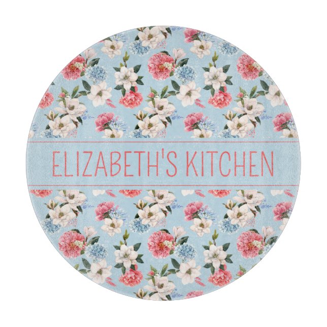 Cottage Garden Flowers Personalised Cutting Board (Front)