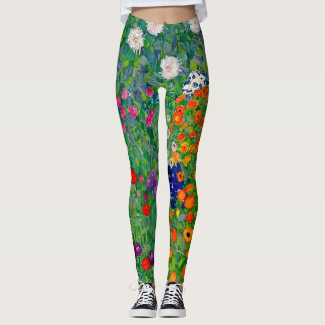 Cottage Garden Gustav Klimt Leggings (Front)