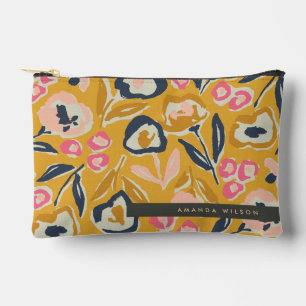 Cottage Garden Hand-Drawn Bold Inky Floral Pattern Accessory Pouch