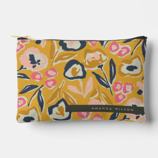 Cottage Garden Hand-Drawn Bold Inky Floral Pattern Accessory Pouch
