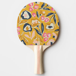 Cottage Garden Hand-Drawn Bold Inky Floral Pattern Ping Pong Paddle