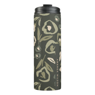 Cottage Garden Hand-Drawn Bold Inky Floral Pattern Thermal Tumbler