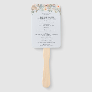 Cottage Garden Pastel Blue Peach Coral Program Hand Fan