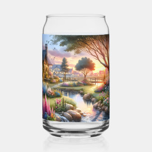 Cottage Garden Stream at Sunset Can Glass