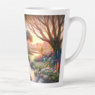 Cottage Garden Stream at Sunset Latte Mug
