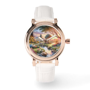 Cottage Garden Stream at Sunset Watch