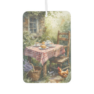 Cottage Garden Tea Morning Watercolor Car Air Freshener