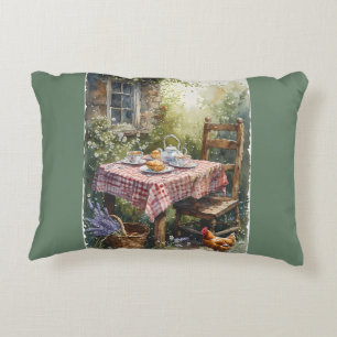 Cottage Garden Tea Morning Watercolor Decorative Cushion