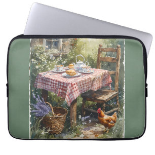 Cottage Garden Tea Morning Watercolor Laptop Sleeve