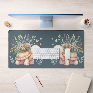 Cottage Garden Turtle Watercolor Desk Mat