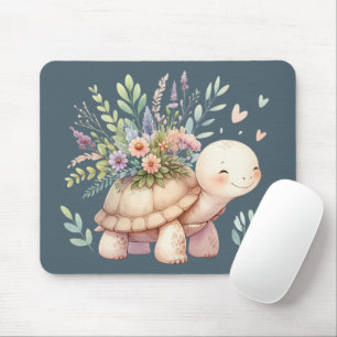 Cottage Garden Turtle Watercolor Mouse Pad