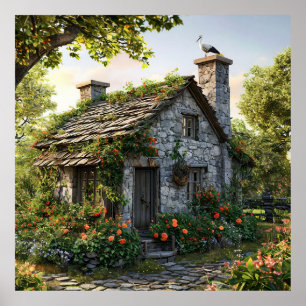 Cottage Garden Wall Art Rustic Home Decor Print