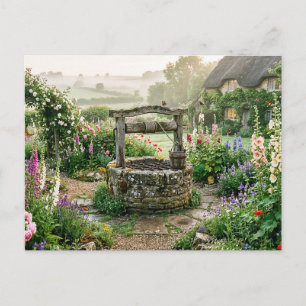 Cottage Garden Well Postcard