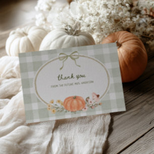 Cottage Green Bow Pumpkin Frame Bridal Shower Thank You Card