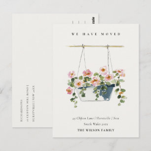 Cottage Hanging Floral Basket We have Moved Card